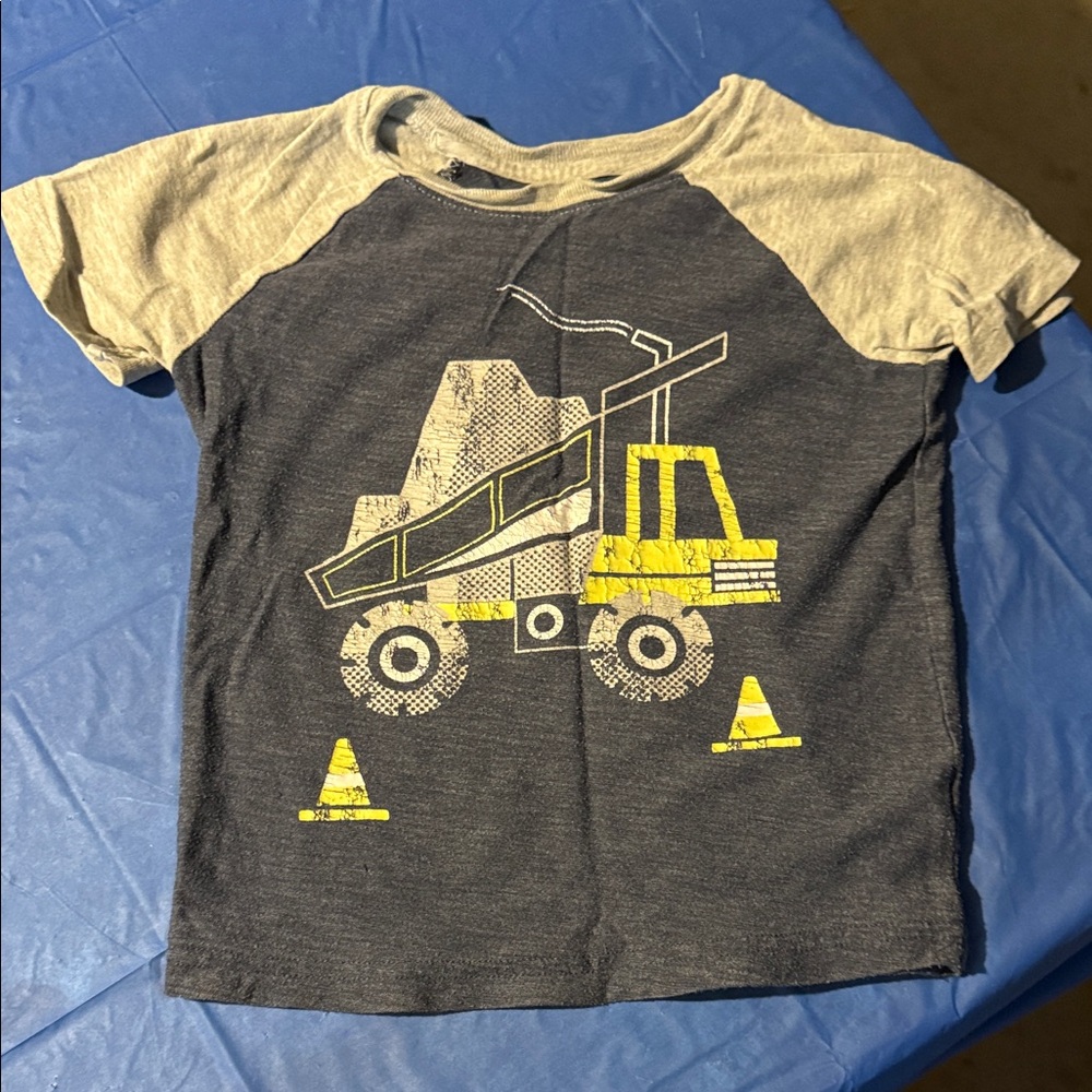 Jumping Beans Blue and Gray Construction Tee